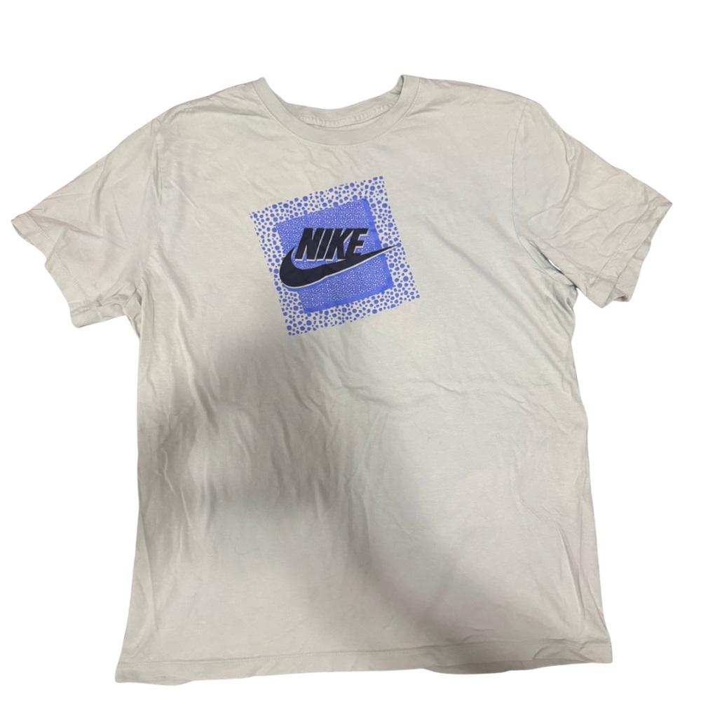 Nike Men's White Tee with Blue Graphic